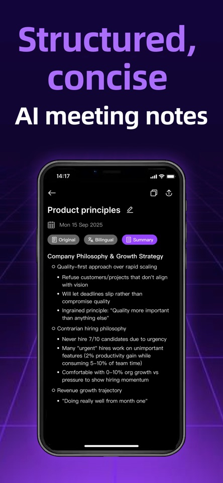 Notic 结构化总结界面